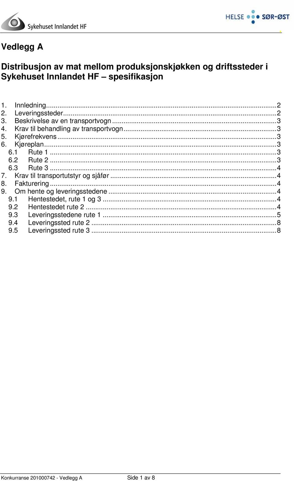 .. 4 7. Krav til transportutstyr og sjåfør... 4 8. Fakturering... 4 9. Om hente og leveringsstedene... 4 9.1 Hentestedet, rute 1 og 3... 4 9.2 Hentestedet rute 2.