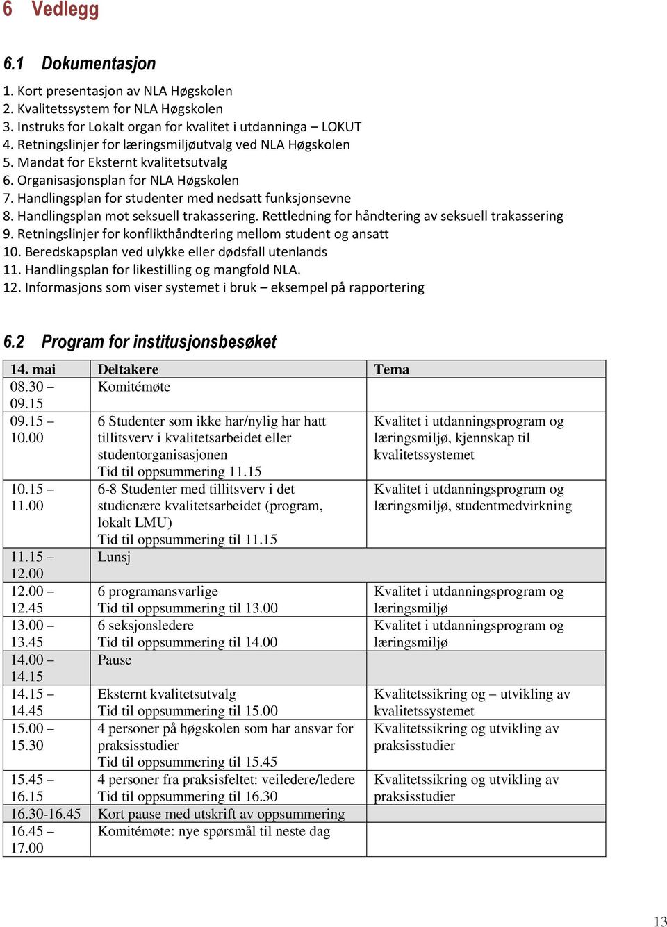 Handlingsplan mot seksuell trakassering. Rettledning for håndtering av seksuell trakassering 9. Retningslinjer for konflikthåndtering mellom student og ansatt 10.