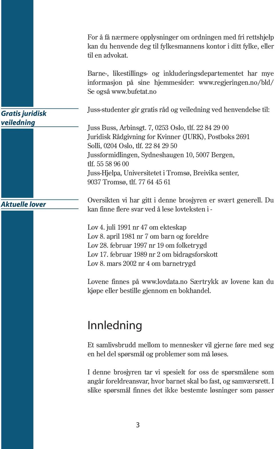 no Gratis juridisk veiledning Aktuelle lover Juss-studenter gir gratis råd og veiledning ved henvendelse til: Juss Buss, Arbinsgt. 7, 0253 Oslo, tlf.