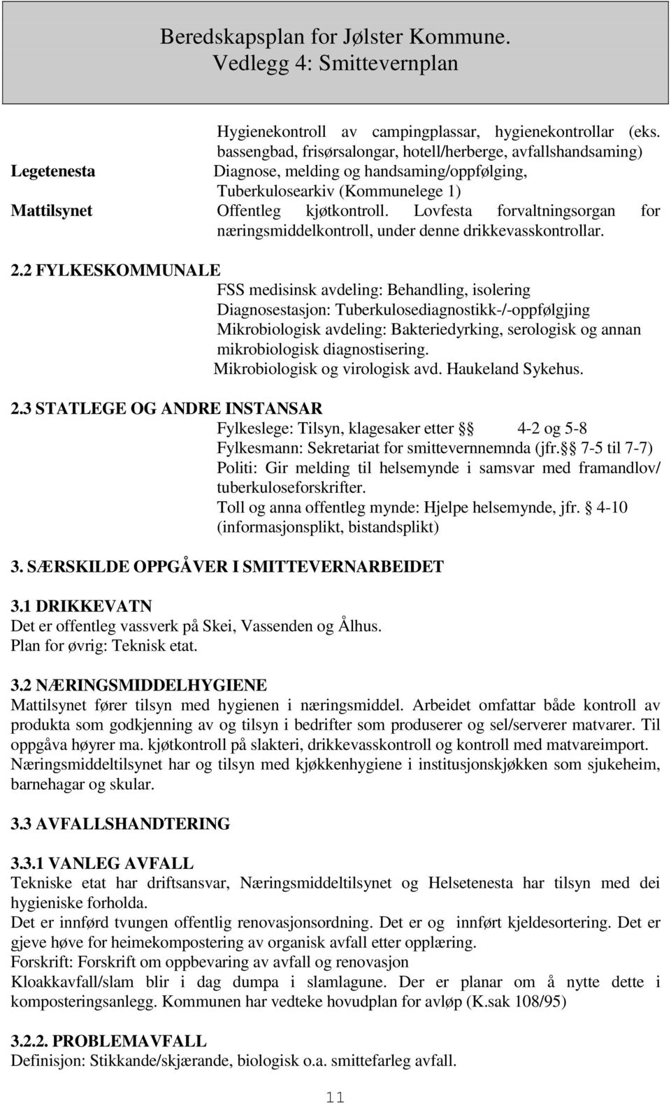 Lovfesta forvaltningsorgan for næringsmiddelkontroll, under denne drikkevasskontrollar. 2.