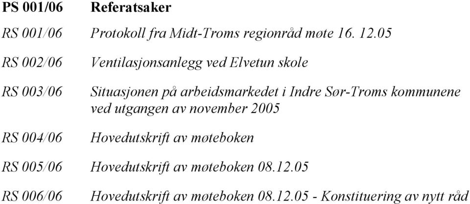 arbeidsmarkedet i Indre Sør-Troms kommunene ved utgangen av november 2005 Hovedutskrift av