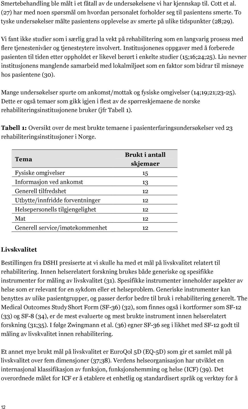 Vi fant ikke studier som i særlig grad la vekt på rehabilitering som en langvarig prosess med flere tjenestenivåer og tjenesteytere involvert.