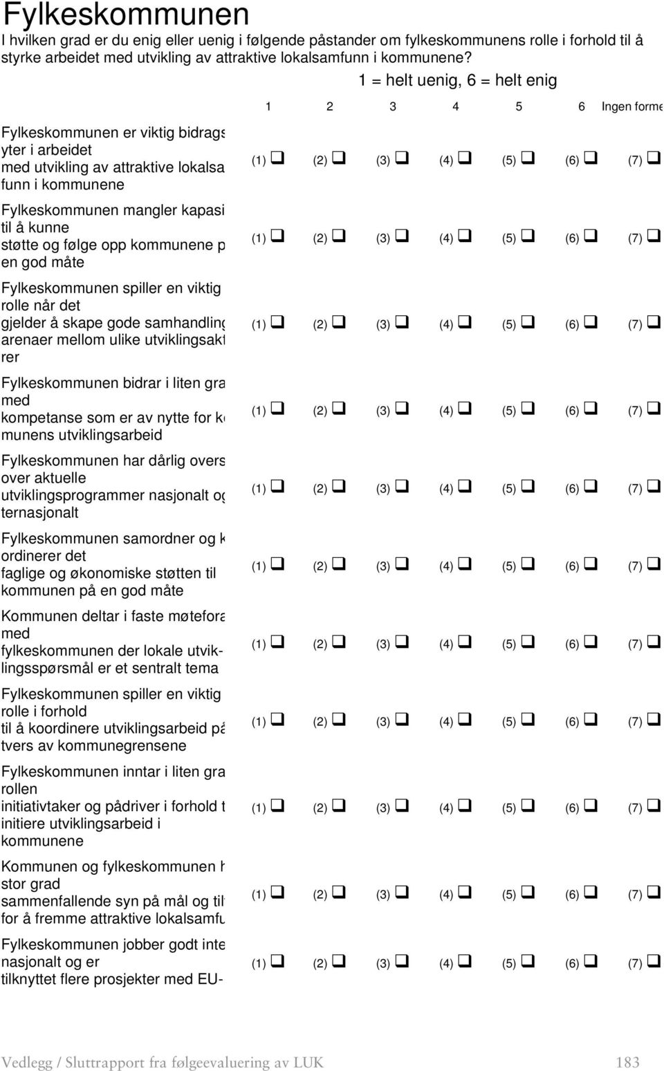 kommunene p en god måte Fylkeskommunen spiller en viktig rolle når det gjelder å skape gode samhandling arenaer mellom ulike utviklingsakt rer Fylkeskommunen bidrar i liten gra med kompetanse som er