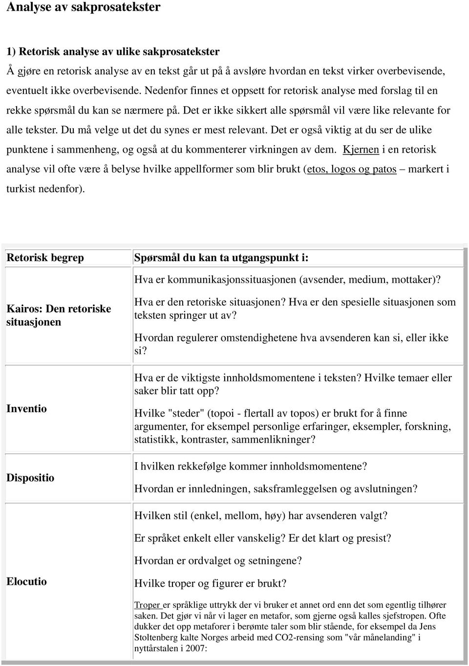 Du må velge ut det du synes er mest relevant. Det er også viktig at du ser de ulike punktene i sammenheng, og også at du kommenterer virkningen av dem.