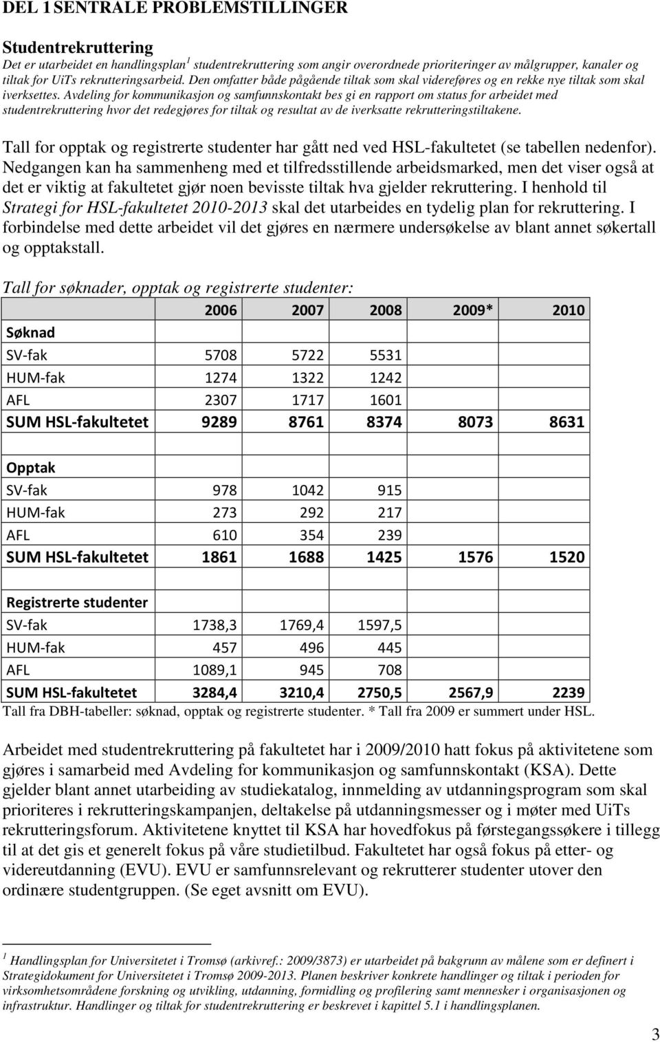 Avdeling for kommunikasjon og samfunnskontakt bes gi en rapport om status for arbeidet med studentrekruttering hvor det redegjøres for tiltak og resultat av de iverksatte rekrutteringstiltakene.