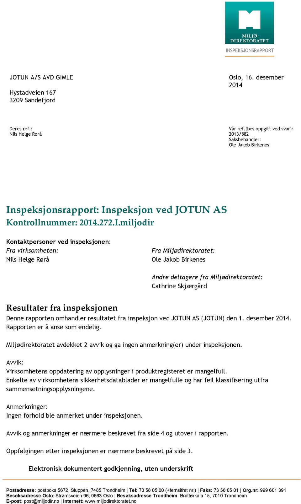 speksjonsrapport: In