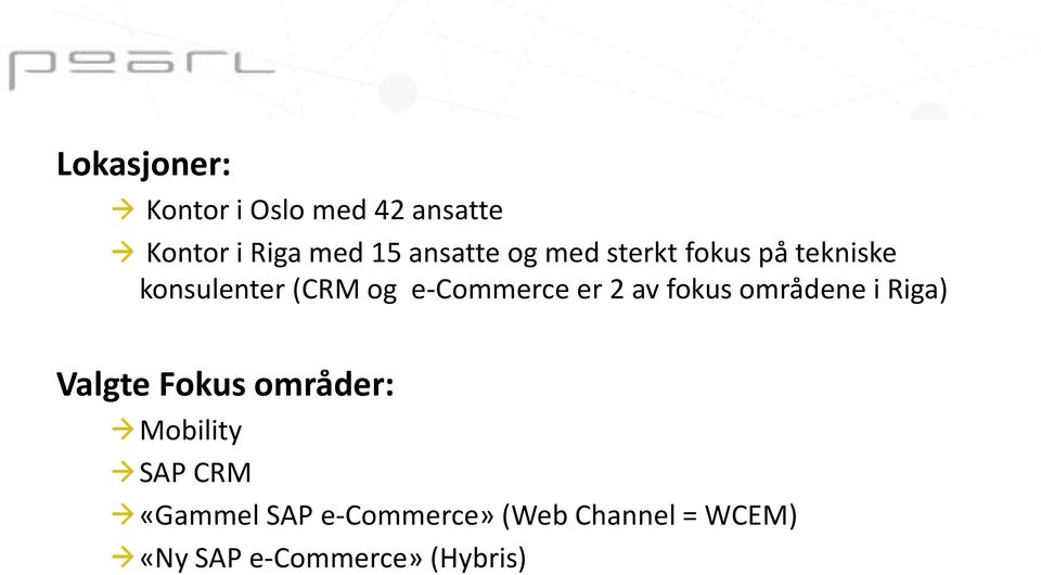 e-commerce er 2 av fokus områdene i Riga) Valgte Fokus områder: