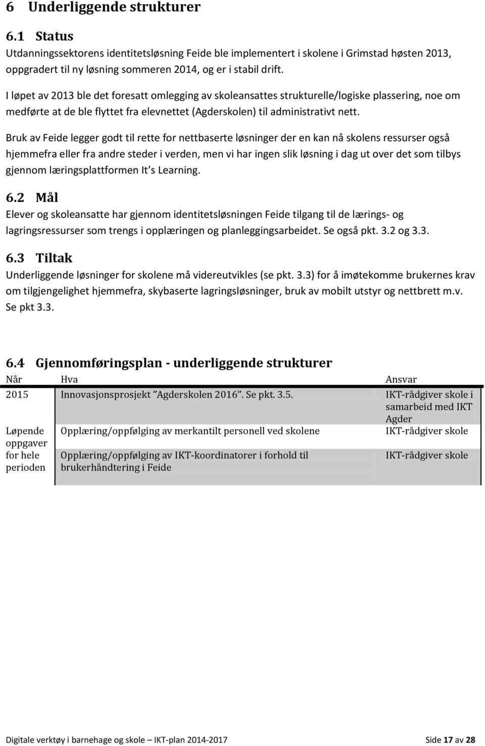 Bruk av Feide legger godt til rette for nettbaserte løsninger der en kan nå skolens ressurser også hjemmefra eller fra andre steder i verden, men vi har ingen slik løsning i dag ut over det som