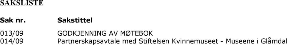 MØTEBOK 014/09