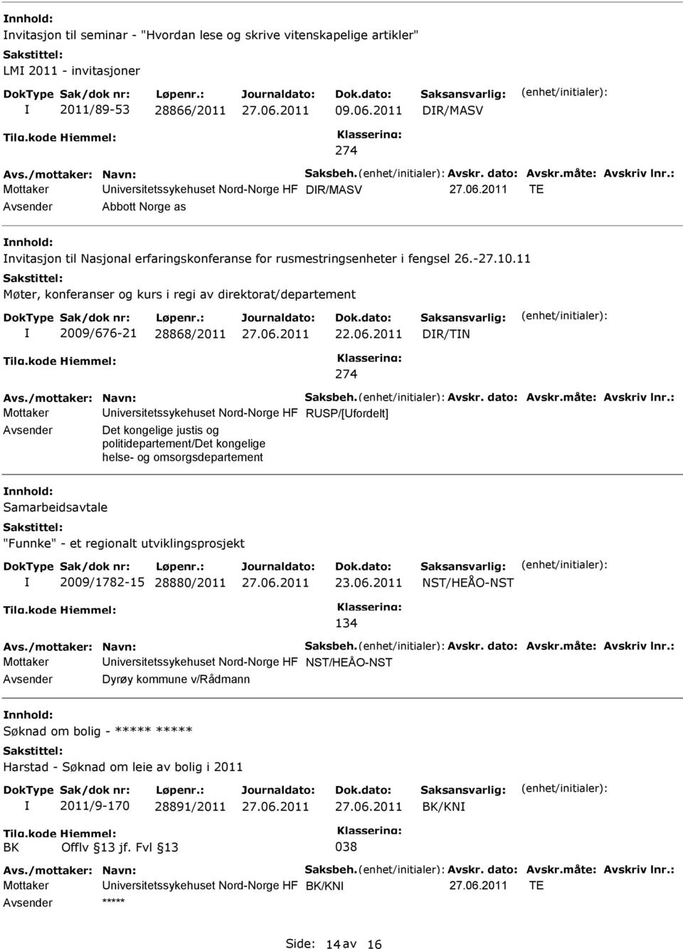 11 Møter, konferanser og kurs i regi av direktorat/departement 2009/676-21 28868/2011 22.06.