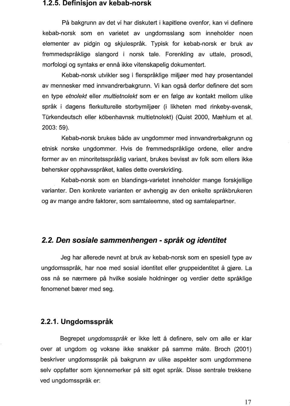 Typisk for kebab-norsk er bruk av fremmedspråklige slangord i norsk tale. Forenkling av uttale, prosodi, morfologi og syntaks er ennå ikke vitenskapelig dokumentert.