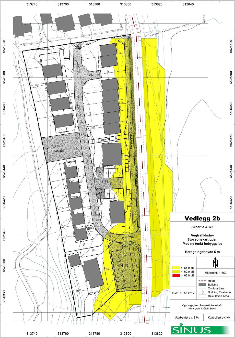 2012 Målestokk: 1:750 Road Building Contour Line Building Evaluation Calculation Area