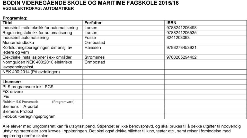 av Hanssen 9788273453921 ledere og vern Elektriske installasjoner i ex- områder Strømsnes 9788205294462 Normguiden NEK 400:2010 elektriske Ormbostad