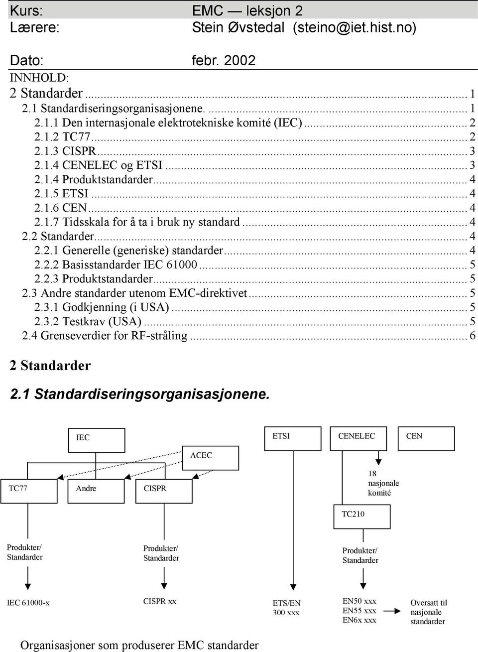 .. 4 2.2.2 Basisstandarder IEC 61000... 5 2.2.3 Produktstandarder... 5 2.3 Andre standarder utenom EMC-direktivet... 5 2.3.1 Godkjenning (i USA)... 5 2.3.2 Testkrav (USA)... 5 2.4 Grenseverdier for RF-stråling.