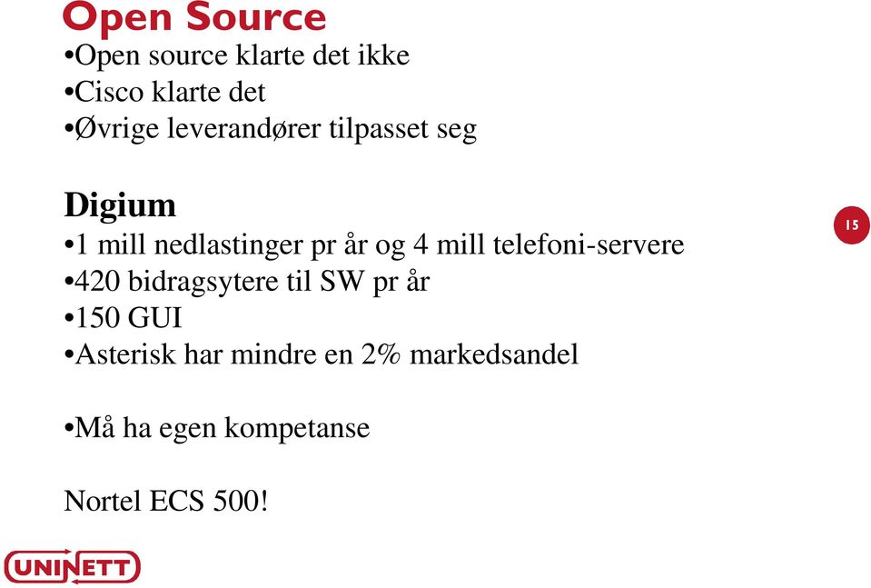 mill telefoni-servere 420 bidragsytere til SW pr år 150 GUI