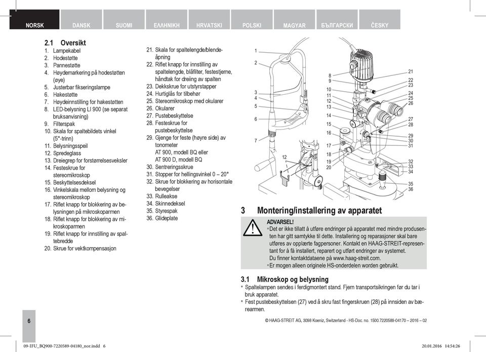 Dreiegrep for forstørrelsesveksler 14. Festeskrue for stereomikroskop 15. Beskyttelsesdeksel 16. Vinkelskala mellom belysning og stereomikroskop 17.