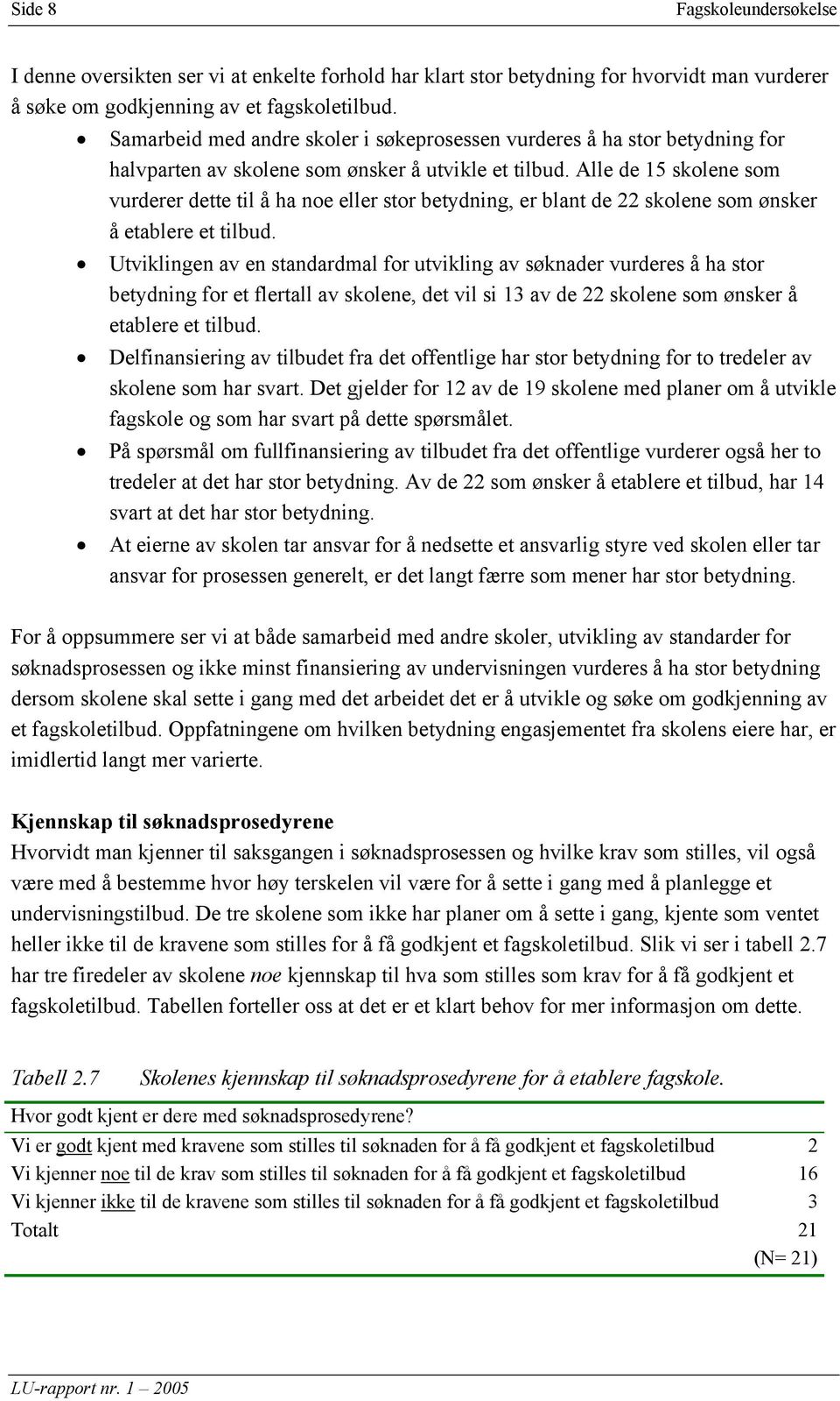 Alle de 15 skolene som vurderer dette til å ha noe eller stor betydning, er blant de 22 skolene som ønsker å etablere et tilbud.