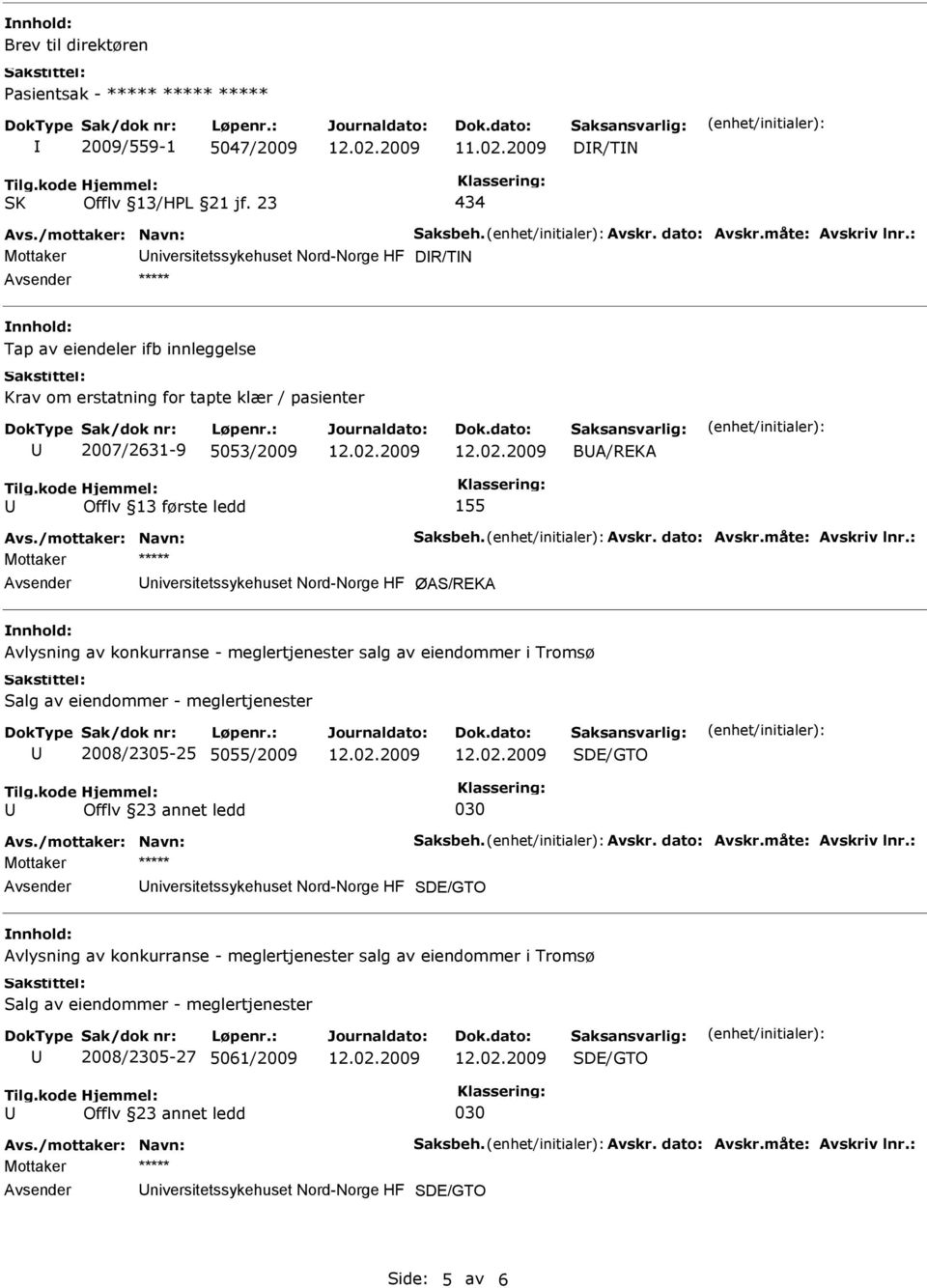 Offlv 13 første ledd 155 niversitetssykehuset Nord-Norge HF ØAS/REKA Avlysning av konkurranse - meglertjenester salg av eiendommer i Tromsø Salg av eiendommer -