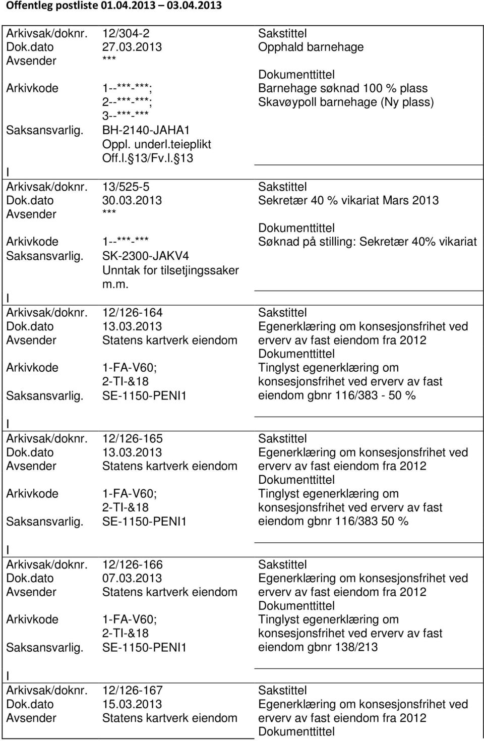 2013 Sekretær 40 % vikariat Mars 2013 1--***-*** Søknad på stilling: Sekretær 40% vikariat SK-2300-JAKV4 Arkivsak/doknr. 12/126-164 Sakstittel Dok.dato 13.03.