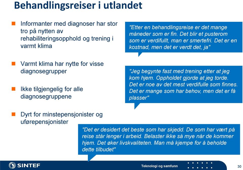 Det er en kostnad, men det er verdt det, ja" "Jeg begynte fast med trening etter at jeg kom hjem. Oppholdet gjorde at jeg torde. Det er noe av det mest verdifulle som finnes.