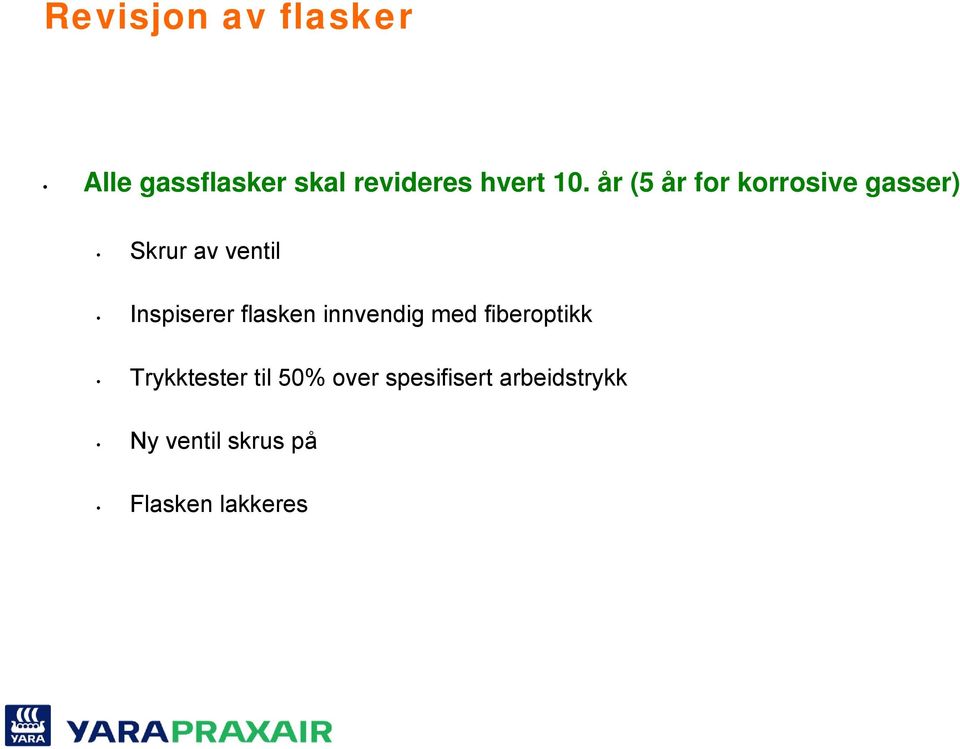 innvendig med fiberoptikk Trykktester til 50% over spesifisert