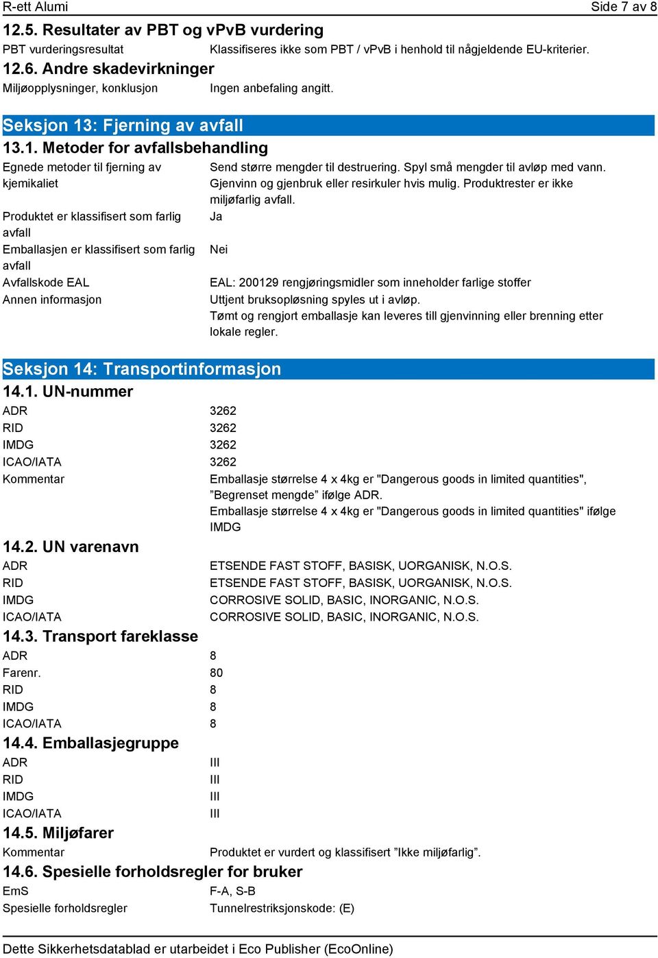 : Fjerning av avfall 13