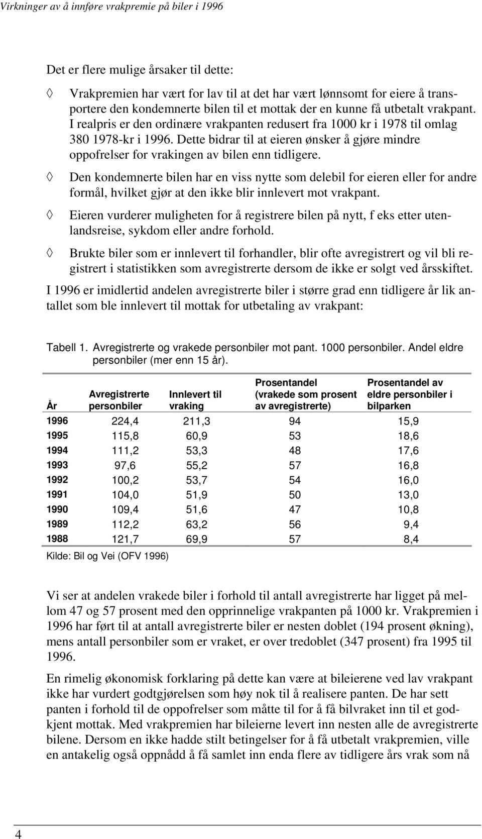 Den kondemnerte bilen har en viss nytte som delebil for eieren eller for andre formål, hvilket gjør at den ikke blir innlevert mot vrakpant.