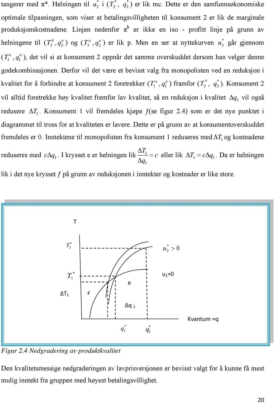 Linjen nedenfor π b er ikke en iso - profitt linje på grunn av b a a a helningene til ( T 2, q 2 ) og ( T 2, q 2 ) er lik p.