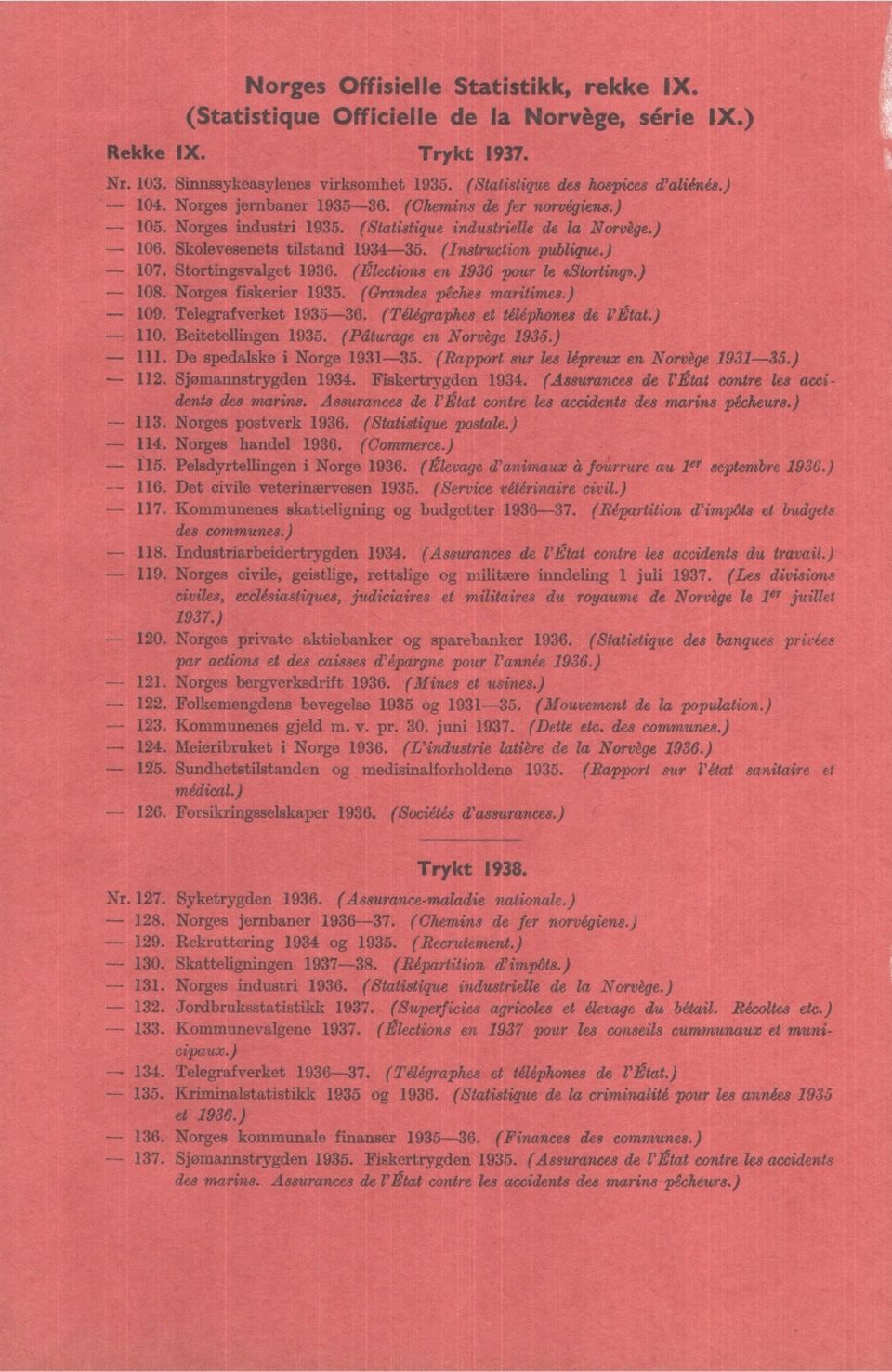 (Élections en 96 pour le atortinp.) - 08. Norges fiskerier 9. (Grandes pêches maritimes.) - 09. Telegrafverket 9-6. (Télégraphes et téléphones de l'état.) - 0. Beitetellingen 9.