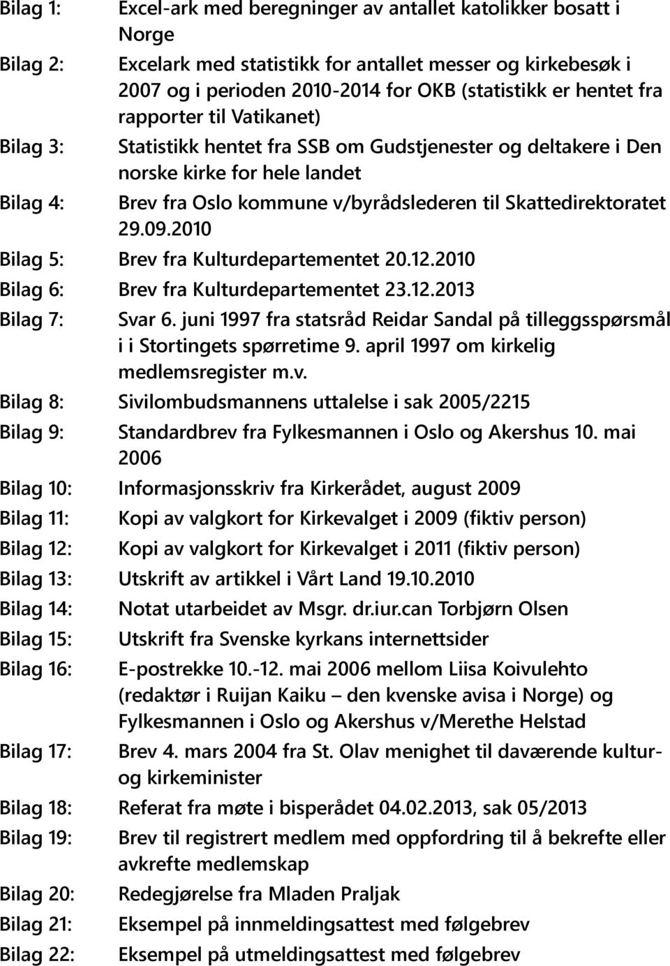 Skattedirektoratet 29.09.2010 Bilag 5: Brev fra Kulturdepartementet 20.12.2010 Bilag 6: Brev fra Kulturdepartementet 23.12.2013 Bilag 7: Svar 6.