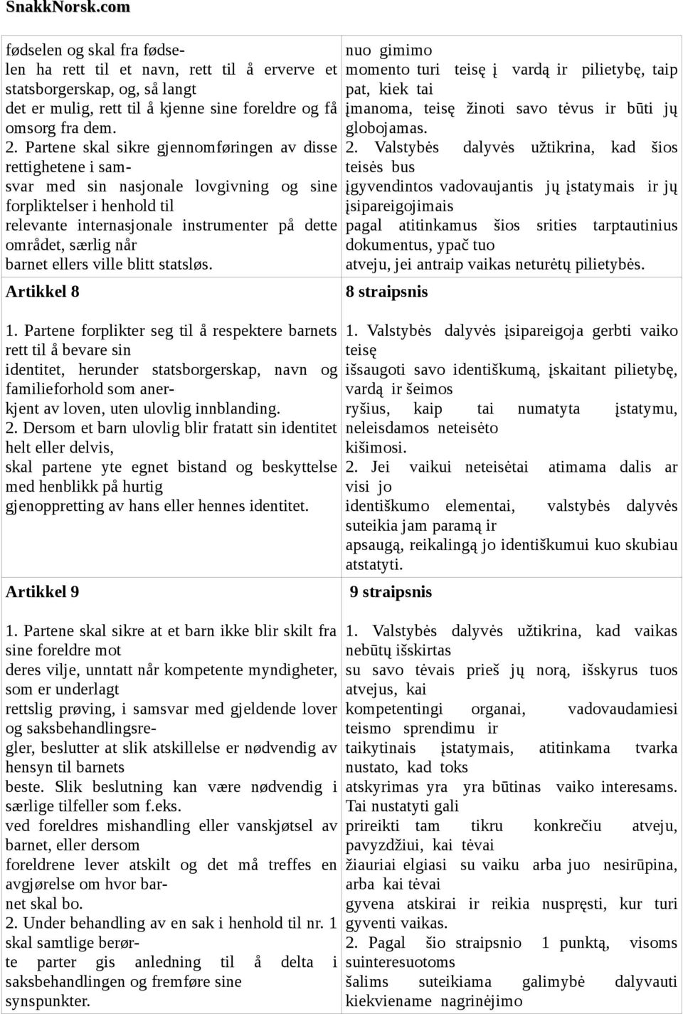 barnet ellers ville blitt statsløs. Artikkel 8 1.