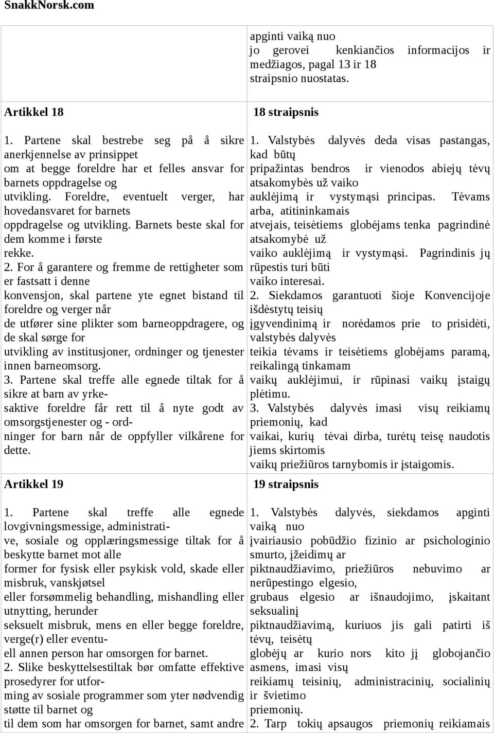 Foreldre, eventuelt verger, har hovedansvaret for barnets oppdragelse og utvikling. Barnets beste skal for dem komme i første rekke. 2.