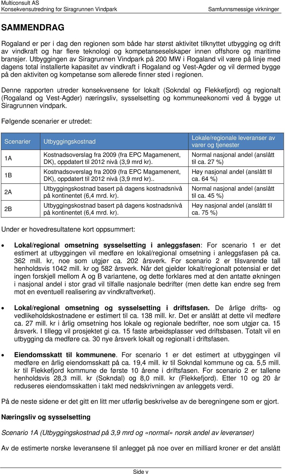 Utbyggingen av Siragrunnen Vindpark på 200 MW i Rogaland vil være på linje med dagens total installerte kapasitet av vindkraft i Rogaland og Vest-Agder og vil dermed bygge på den aktiviten og