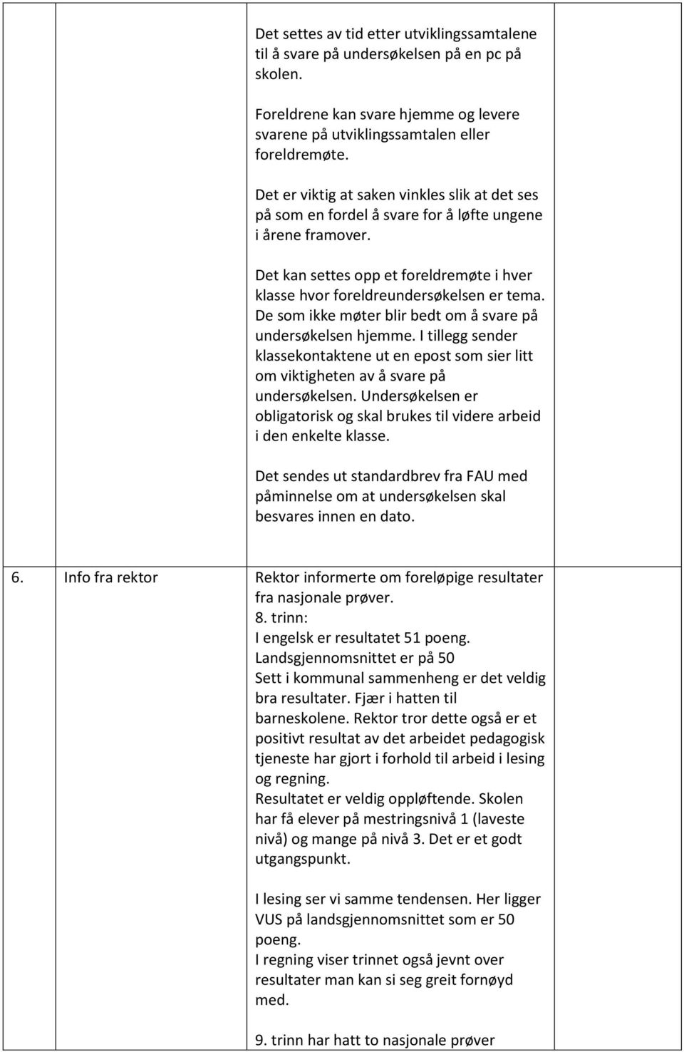 De som ikke møter blir bedt om å svare på undersøkelsen hjemme. I tillegg sender klassekontaktene ut en epost som sier litt om viktigheten av å svare på undersøkelsen.