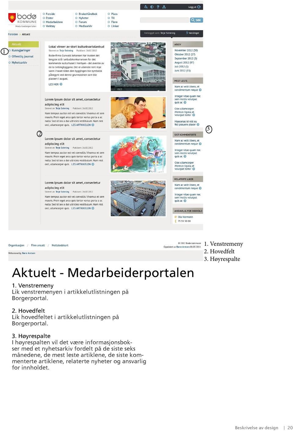 Høyrespalte 2. Hovedfelt Lik hovedfeltet i artikkelutlistningen på Borgerportal. 3.