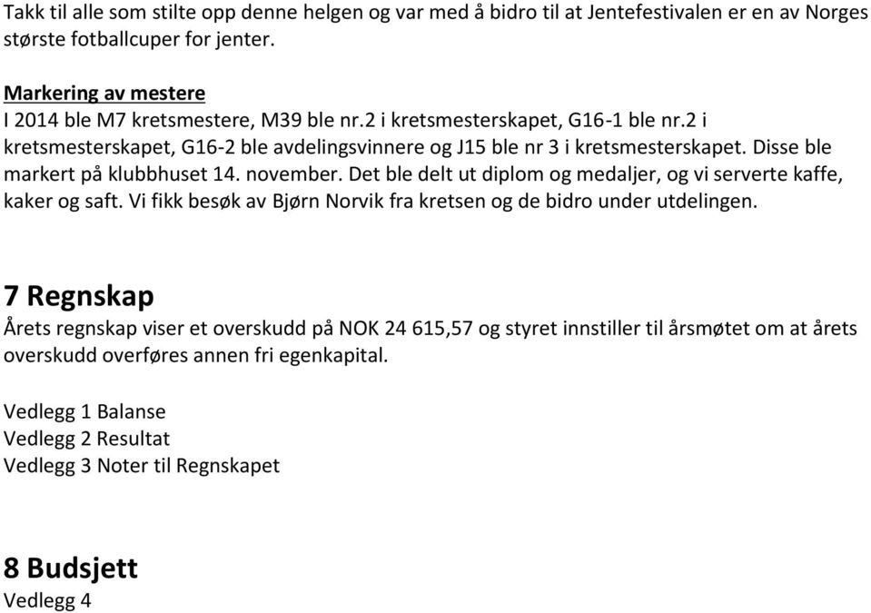 Disse ble markert på klubbhuset 14. november. Det ble delt ut diplom og medaljer, og vi serverte kaffe, kaker og saft.