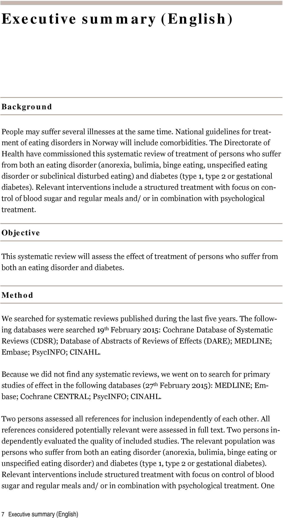 subclinical disturbed eating) and diabetes (type 1, type 2 or gestational diabetes).