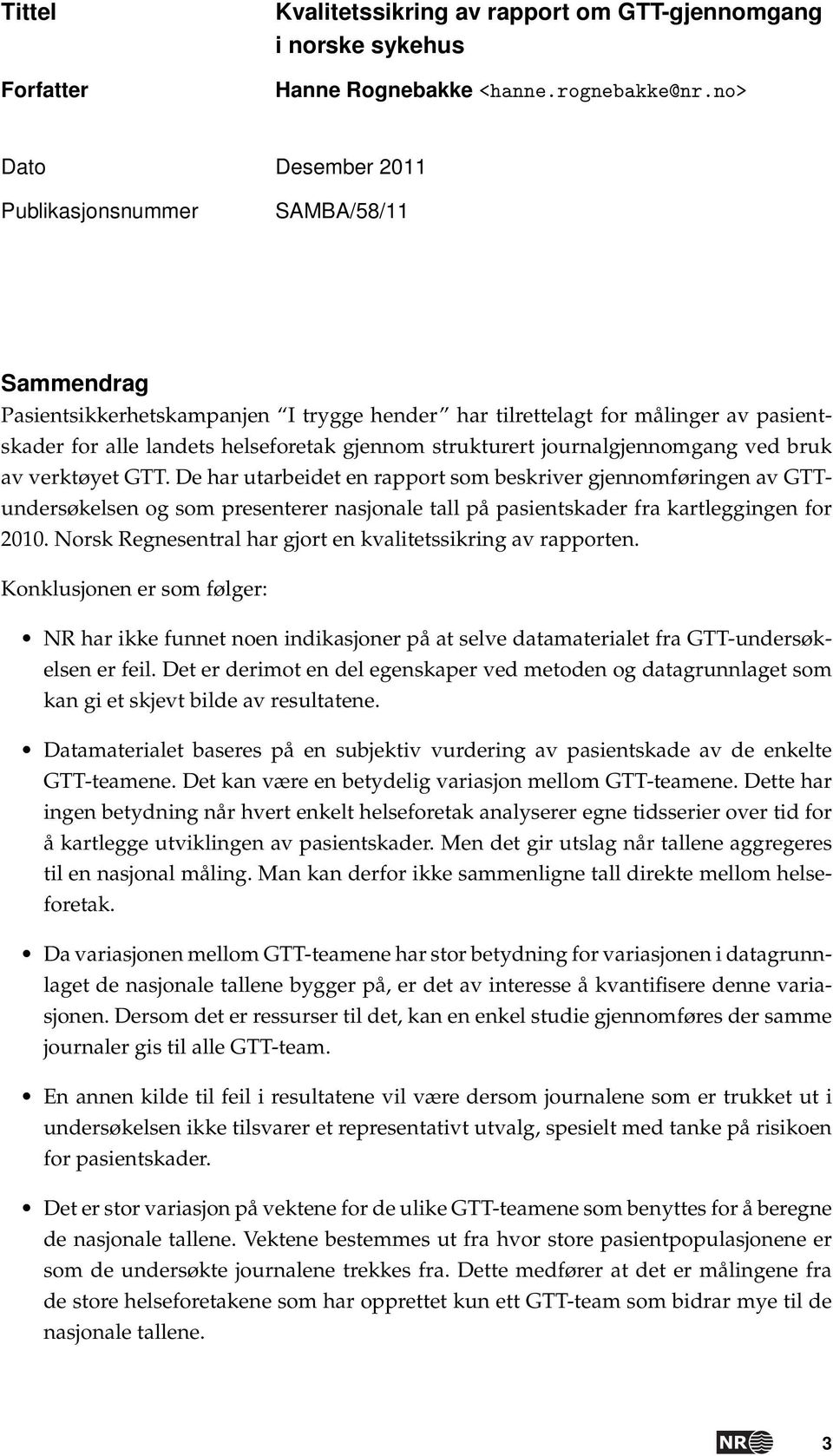 strukturert journalgjennomgang ved bruk av verktøyet GTT.