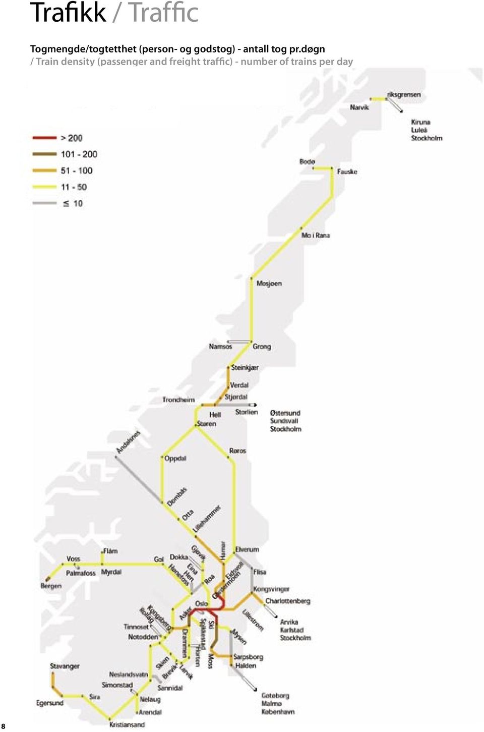 døgn / Train density (passenger and