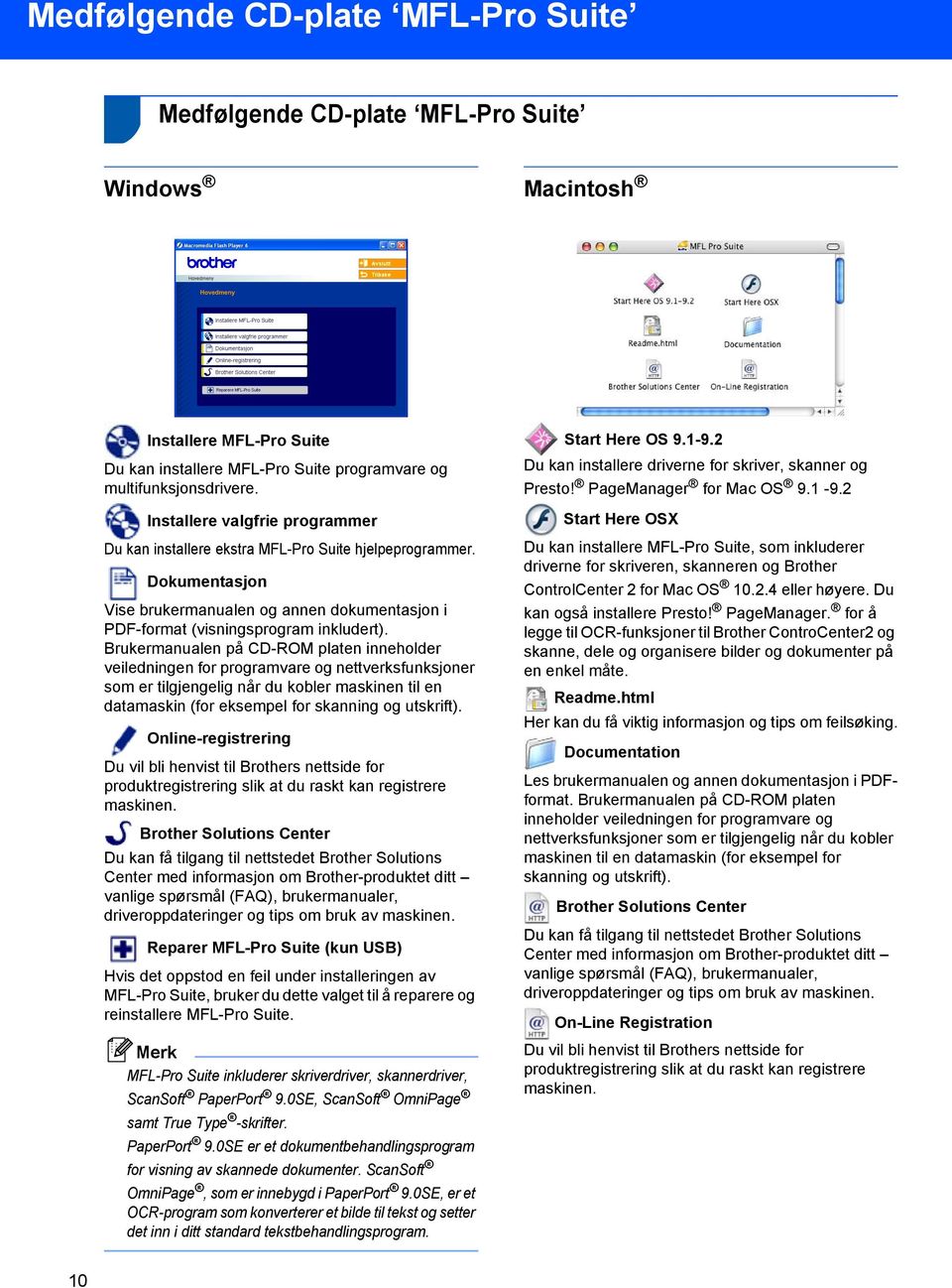 Brukermanualen på CD-ROM platen inneholder veiledningen for programvare og nettverksfunksjoner som er tilgjengelig når du kobler maskinen til en datamaskin (for eksempel for skanning og utskrift).