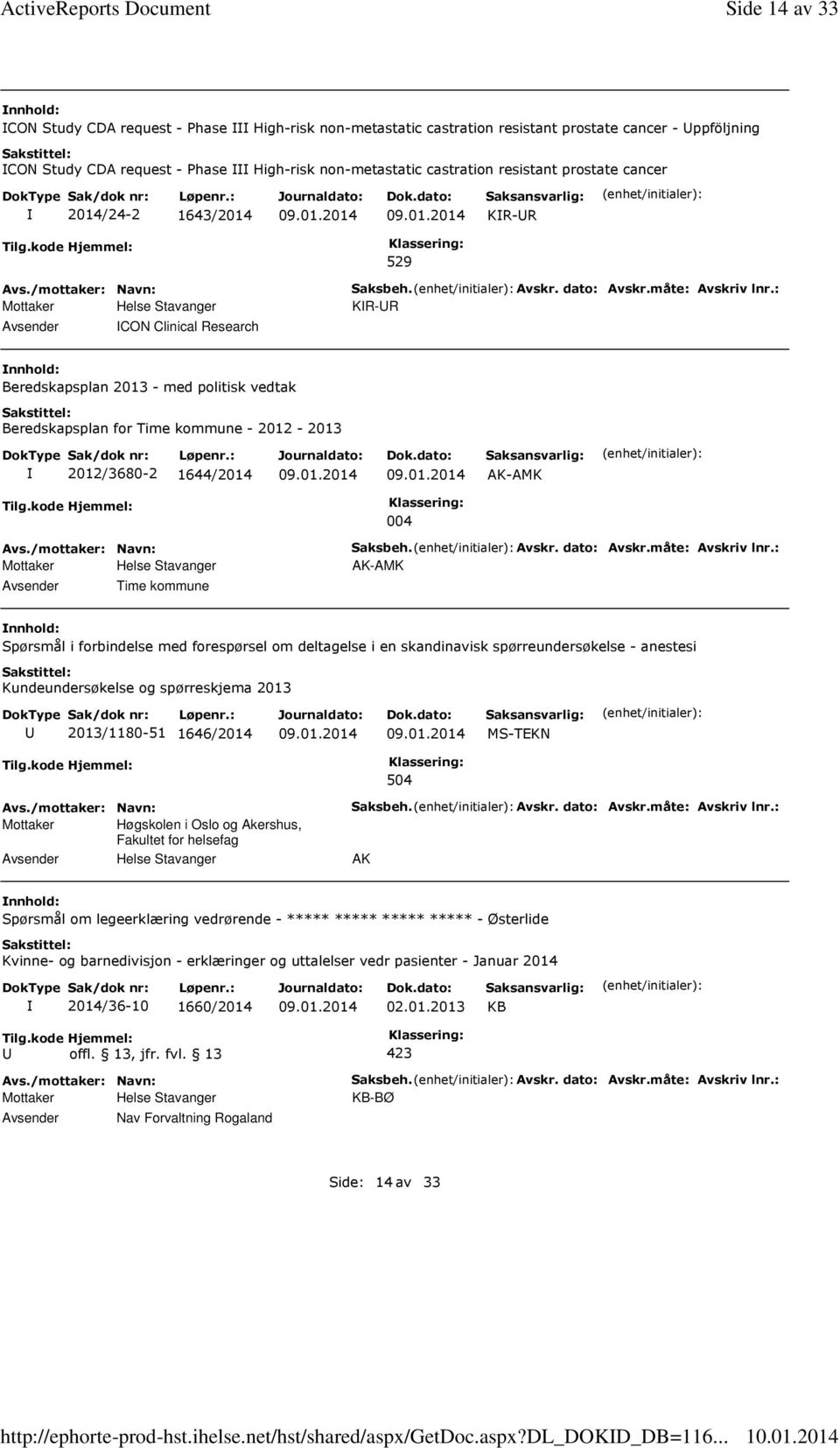 prostate cancer 2014/24-2 1643/2014 KR-R 529 CON Clinical Research Saksbeh. Avskr. dato: Avskr.måte: Avskriv lnr.