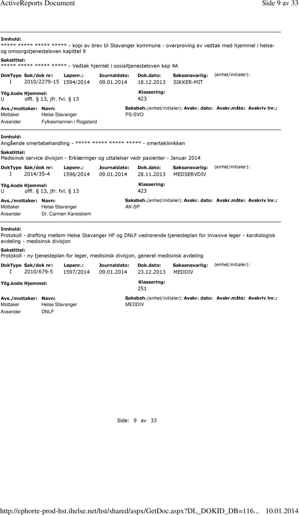 sosialtjenesteloven kap 4A 2010/2279-15 1594/2014 18.12.2013 SKKER-MT Fylkesmannen i Rogaland Saksbeh. Avskr. dato: Avskr.måte: Avskriv lnr.