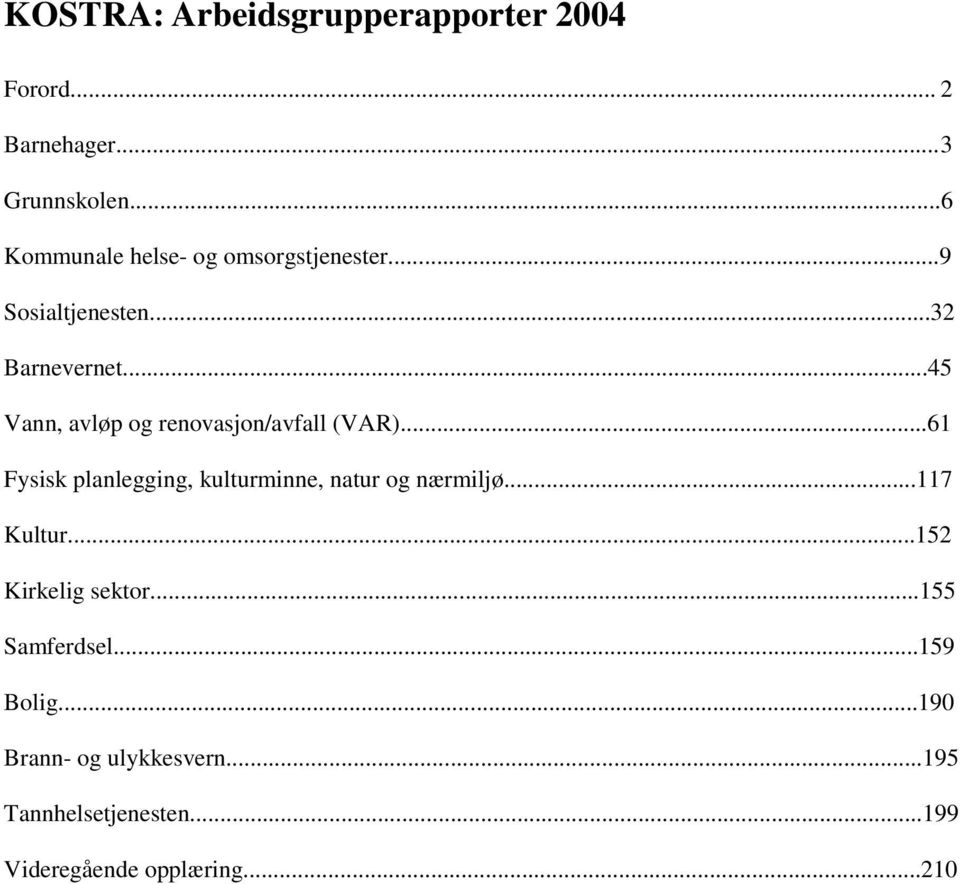 ..45 Vann, avløp og renovasjon/avfall (VAR)...61 Fysisk planlegging, kulturminne, natur og nærmiljø.