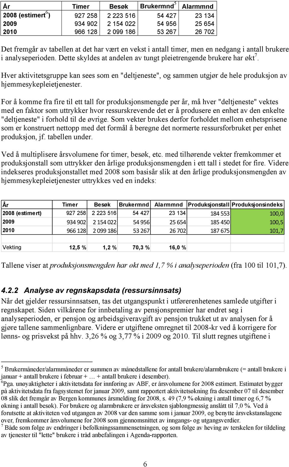 Hver aktivitetsgruppe kan sees som en "deltjeneste", og sammen utgjør de hele produksjon av hjemmesykepleietjenester.