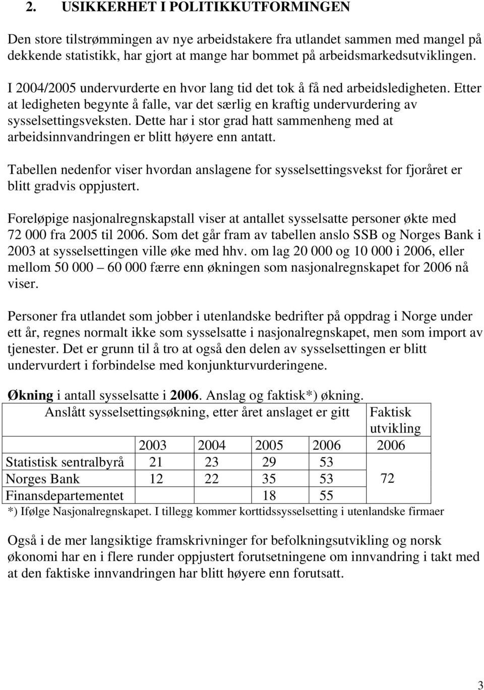 Dette har i stor grad hatt sammenheng med at arbeidsinnvandringen er blitt høyere enn antatt.