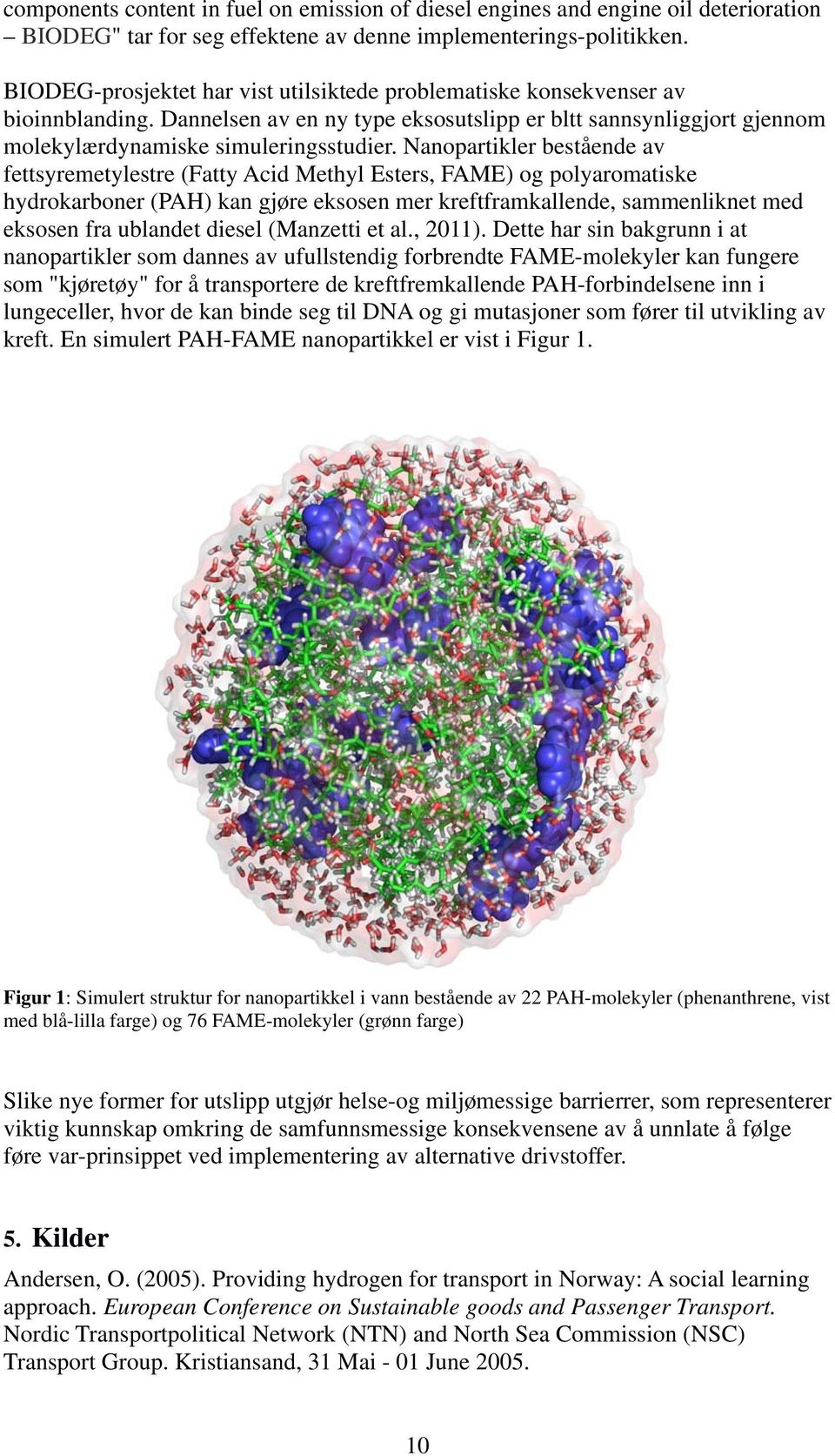 Nanopartikler bestående av fettsyremetylestre (Fatty Acid Methyl Esters, FAME) og polyaromatiske hydrokarboner (PAH) kan gjøre eksosen mer kreftframkallende, sammenliknet med eksosen fra ublandet