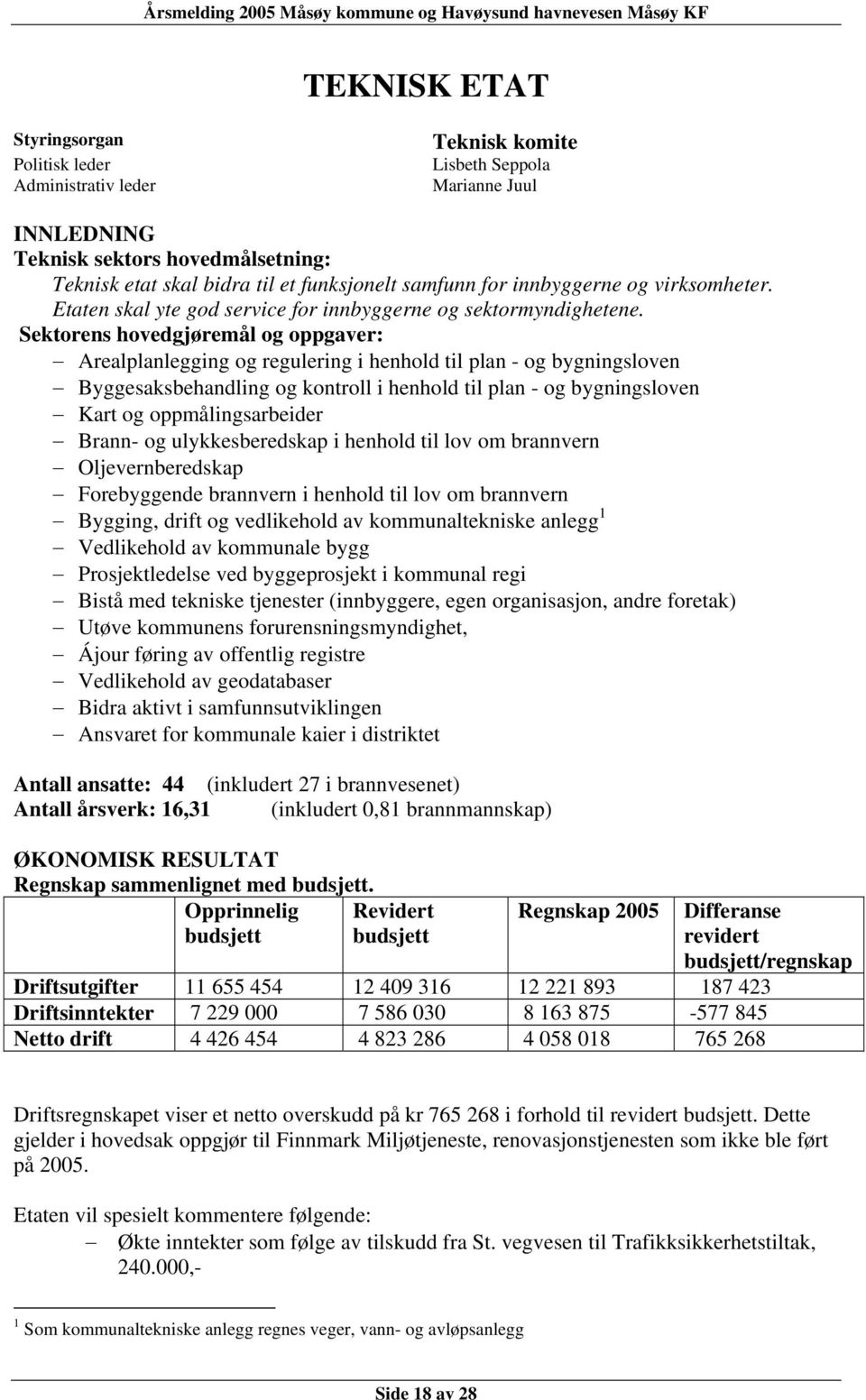 Sektorens hovedgjøremål og oppgaver: Arealplanlegging og regulering i henhold til plan - og bygningsloven Byggesaksbehandling og kontroll i henhold til plan - og bygningsloven Kart og