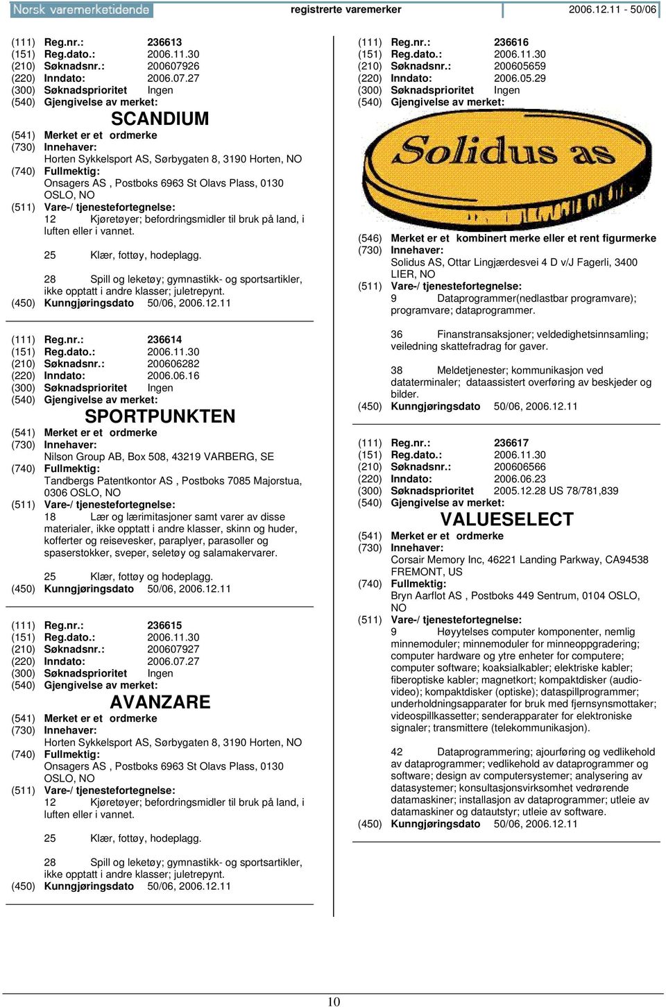 27 SCANDIUM Horten Sykkelsport AS, Sørbygaten 8, 3190 Horten, NO Onsagers AS, Postboks 6963 St Olavs Plass, 0130 OSLO, NO 12 Kjøretøyer; befordringsmidler til bruk på land, i luften eller i vannet.