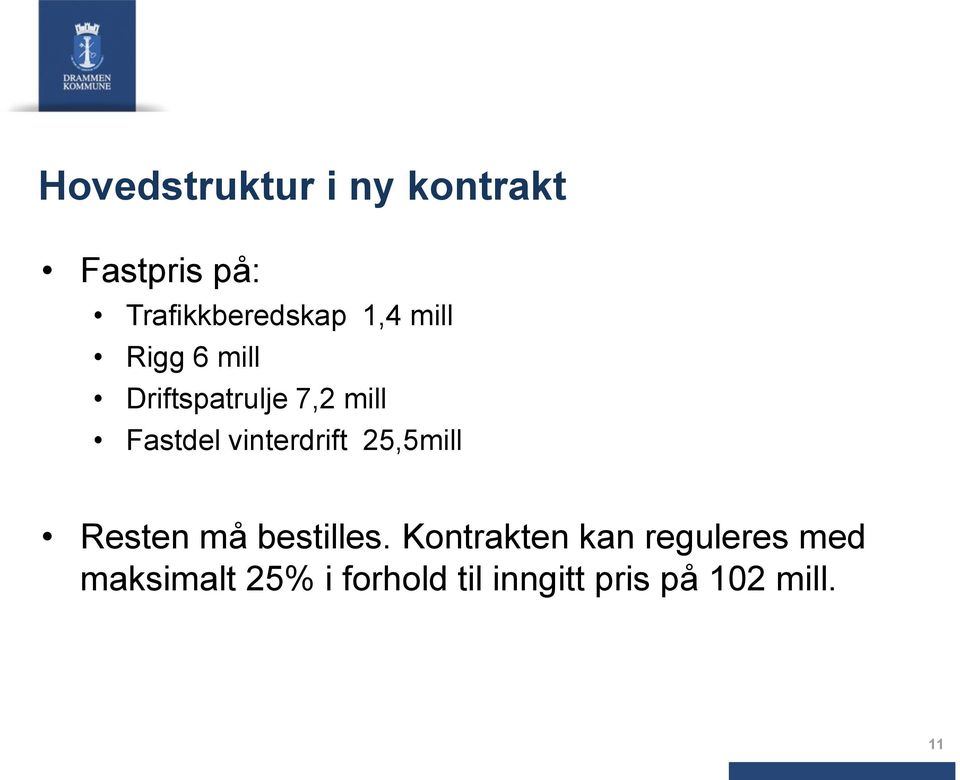 vinterdrift 25,5mill Resten må bestilles.