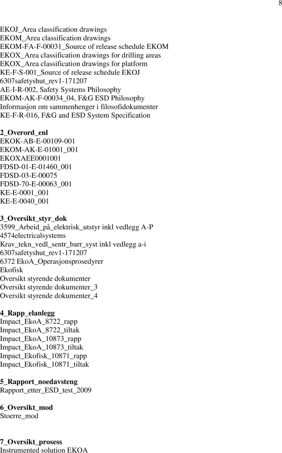 filosofidokumenter KE-F-R-016, F&G and ESD System Specification 2_Overord_enl EKOK-AB-E-00109-001 EKOM-AK-E-01001_001 EKOXAEE0001001 FDSD-01-E-01460_001 FDSD-03-E-00075 FDSD-70-E-00063_001